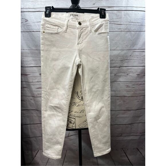 Frame‎ white denim jeans size 23 (size 0) skinny crop (2055) - Picture 1 of 10